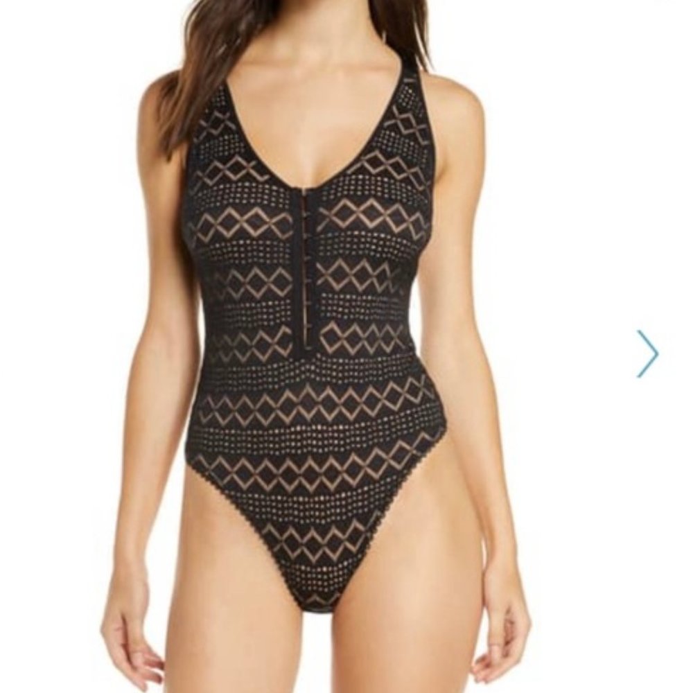 Free People Thank You Never Black Bodysuit